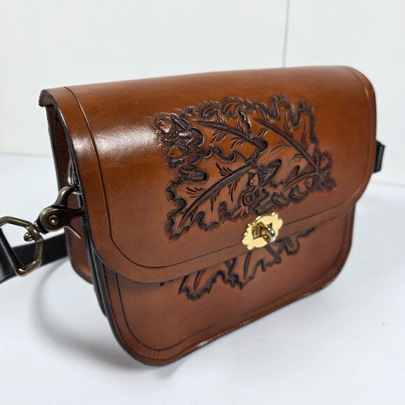 Unbranded Handbags - Western Hand Tooled Leather Purse Hippie Boho Embossed Shoulder Bag Western